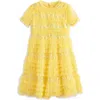 Mini Boden Kids' Easter Frill Tulle Dress In Butter Yellow