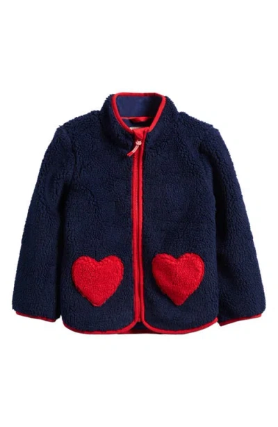 Mini Boden Kids' Eden Appliqué Textured Fleece Jacket In Blue