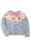 Mini Boden Kids' Edie Fair Isle Cardigan In Gray