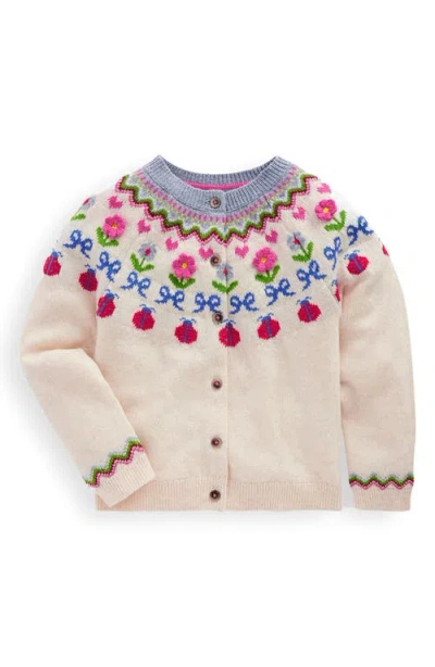 Mini Boden Kids' Edie Fair Isle Cardigan In Neutral