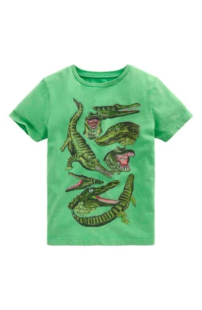 Mini Boden Kids' Educational Alligator Graphic Cotton T-shirt In Green