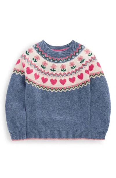 Mini Boden Kids' Eleanor Fair Isle Sweater In Blue