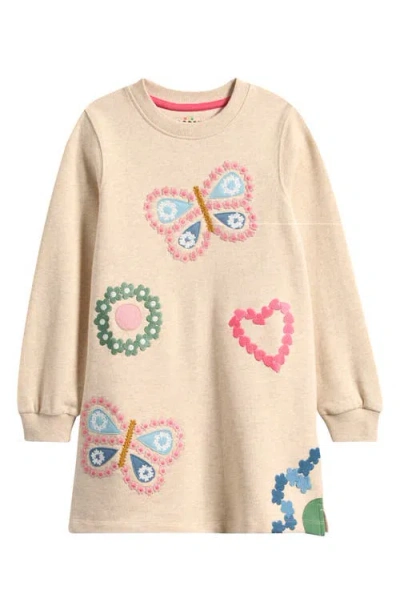 Mini Boden Kids' Embroidered Appliqué Sweater Dress In Neutral