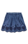 Mini Boden Kids' Embroidered Chambray Skirt In Blue