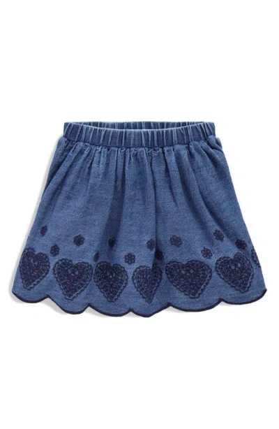 Mini Boden Kids' Embroidered Chambray Skirt In Blue