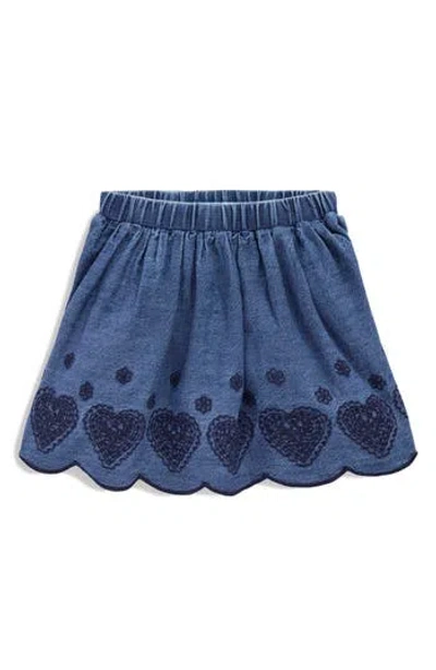 Mini Boden Kids' Embroidered Chambray Skirt In Blue