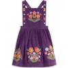 Mini Boden Kids' Embroidered Corduroy Pinafore Dress In Purple