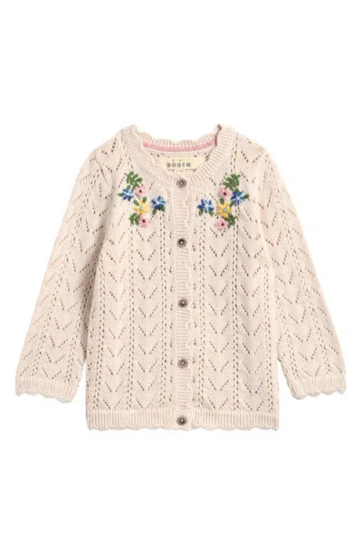 Mini Boden Babies'  Kids' Embroidered Cotton Cardigan In Neutral
