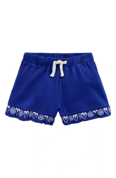 Mini Boden Kids' Embroidered Cotton Jersey Shorts In Blue