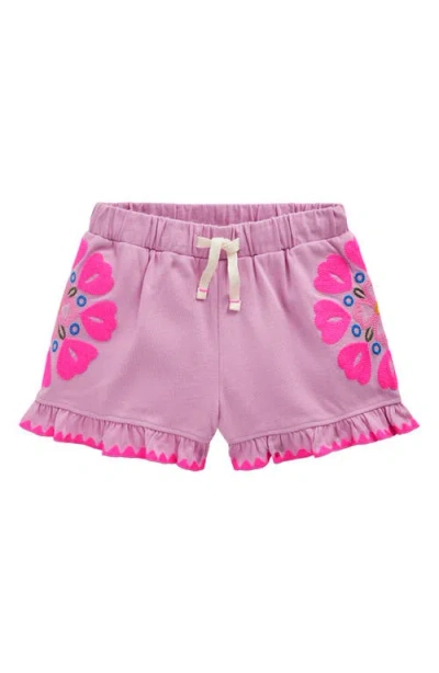 Mini Boden Kids' Embroidered Cotton Jersey Shorts In Pink