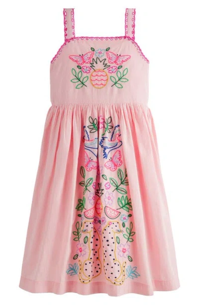 Mini Boden Kids' Embroidered Cotton Sundress In Pink