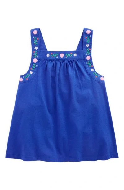 Mini Boden Kids' Embroidered Cotton Top In Blue