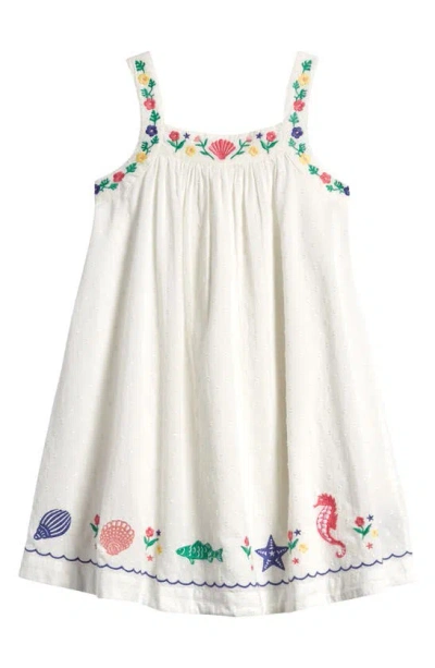 Mini Boden Kids' Embroidered Dress In Ivory Reef