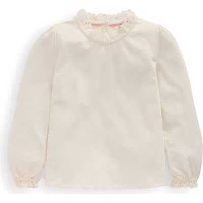 Mini Boden Kids' Embroidered Eyelet Accent Cotton Top In Neutral
