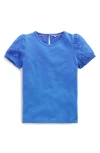 Shop Mini Boden Kids' Embroidered Eyelet Accent Cotton Top In Peacock Plume Blue