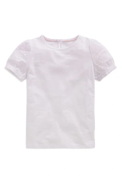Mini Boden Kids' Embroidered Eyelet Accent Cotton Top In White