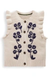 Mini Boden Kids' Embroidered Frill Accent Cotton Sweater Vest In Neutral