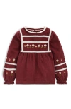 Mini Boden Kids' Embroidered Lace Cotton Top In Burgundy