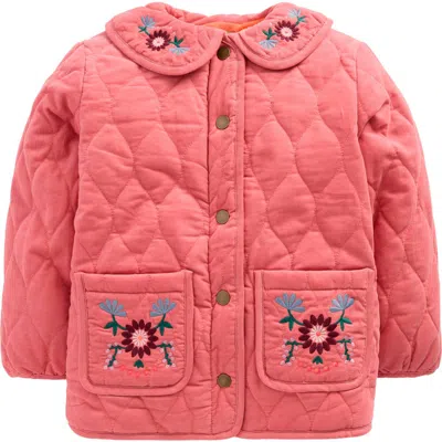 Mini Boden Kids' Embroidered Quilted Corduroy Jacket In Pink