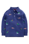 Mini Boden Kids' Embroidered Slub Polo In Blue