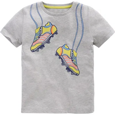 Mini Boden Kids' Embroidered T-shirt In Gray
