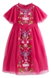 Mini Boden Kids' Embroidered Tulle Dress In Pink