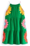 Mini Boden Kids' Enola Hoptch Potch Embroidered Tiered Jersey Sundress In Green