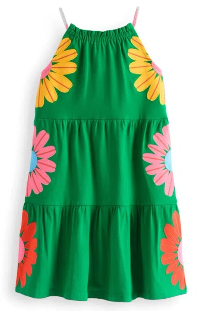 Mini Boden Kids' Enola Hoptch Potch Embroidered Tiered Jersey Sundress In Green