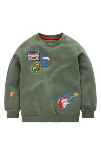 Mini Boden Kids' Entertainment Appliqué Cotton Sweatshirt In Gray
