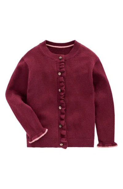 Mini Boden Kids' Everyday Frilled Cardigan In Burgundy