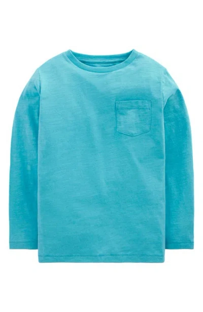Mini Boden Kids' Everyday Long Sleeve Cotton Pocket T-shirt In Blue