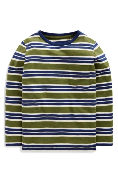Mini Boden Kids' Everyday Long Sleeve Cotton Pocket T-shirt In Green