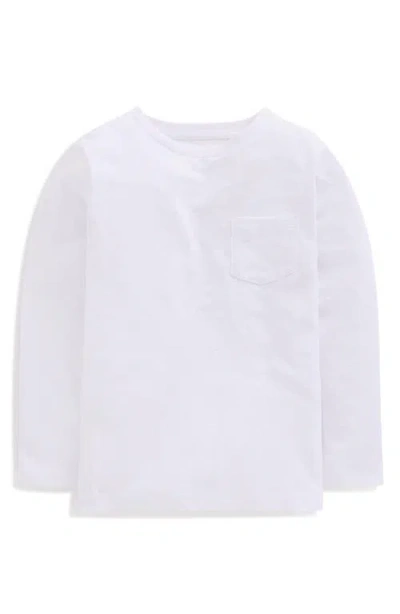 Mini Boden Kids' Everyday Long Sleeve Cotton Pocket T-shirt In White