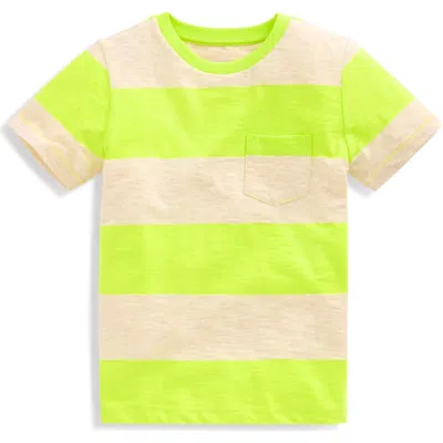 Mini Boden Kids' Everyday Stripe Pocket Cotton T-shirt In Yellow