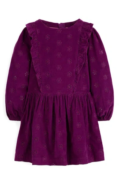 Mini Boden Kids' Eyelet Corduroy Dress In Purple