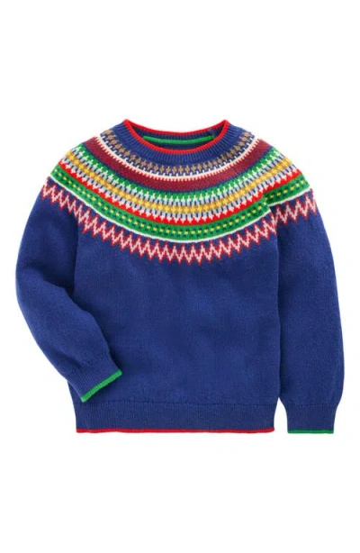 Mini Boden Kids' Fair Isle Crewneck Sweater In Blue