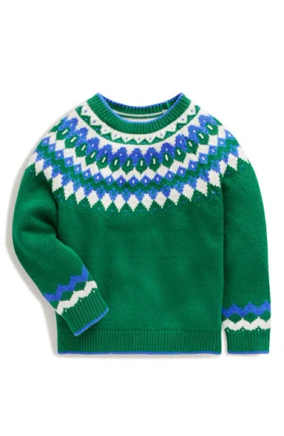 Mini Boden Kids' Fair Isle Crewneck Sweater In Ivy Green