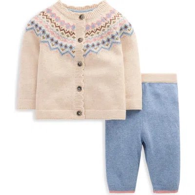 Mini Boden Babies'  Kids' Fair Isle Knitted Cardigan & Leggings Set In Blue