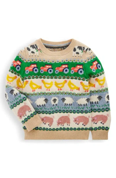 Mini Boden Kids' Farm Fair Isle Sweater In Multi
