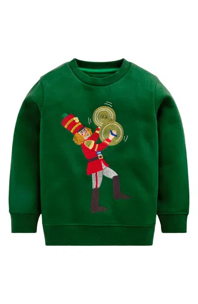 Mini Boden Kids' Festive Appliqué Sweatshirt In Green