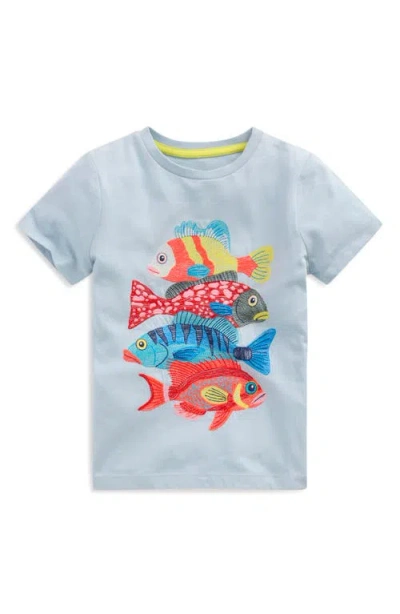 Mini Boden Kids' Fish Superstitch T-shirt In Blue