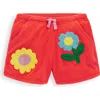 Mini Boden Kids' Floral Appliqué Terry Cloth Shorts In Red