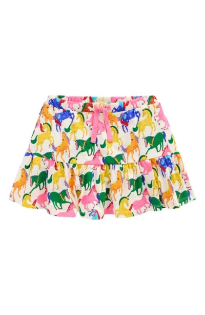 Mini Boden Kids' Floral Cotton Jersey Skort In Multi Rainbow Horse