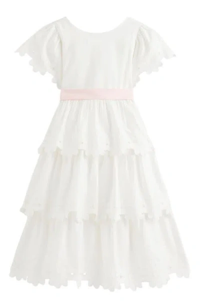 Mini Boden Kids' Floral Cutout Tiered Dress In Multi