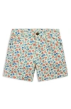 Mini Boden Kids' Floral Denim Shorts In Vanilla White Vintage Daisy
