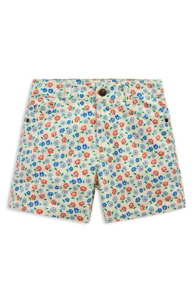 Mini Boden Kids' Floral Denim Shorts In Vanilla White Vintage Daisy