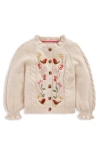 Mini Boden Kids' Floral Embroidered Cotton Cardigan In Neutral