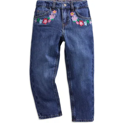 Mini Boden Kids' Floral Embroidered Denim Jeans In Mid Vintage Floral Embroidery