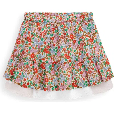 Mini Boden Kids' Floral Embroidered Eyelet Trim Cotton Skirt In Multi