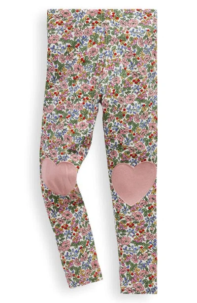 Mini Boden Kids' Floral Heart Appliqué Cotton Leggings In Multi